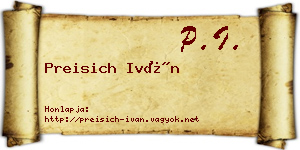 Preisich Iván névjegykártya